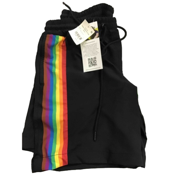 Other - size small Pride Adult Humankind Swim Trunks - Black Rainbow Striped S